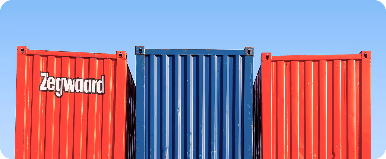Red and blue freight containers